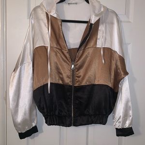 Satin oversized zip jacket